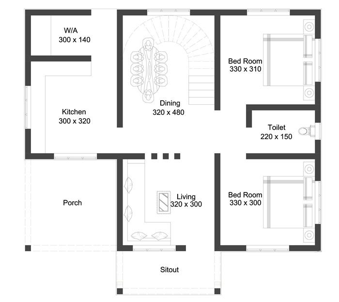 Modern Minimalist Two Bedroom House Floor Plans