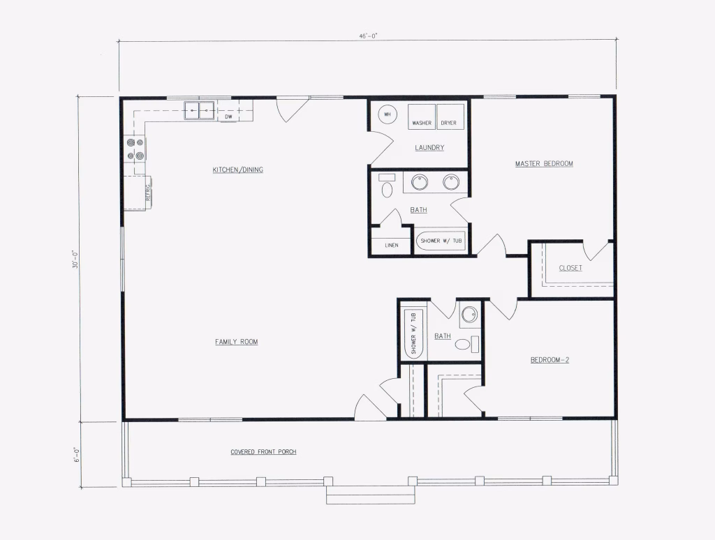 Open Concept Two Bedroom House Plans